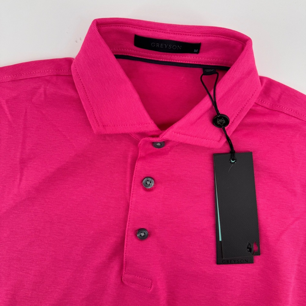 Greyson Polo Shirt Men Medium Glasseye Pink MFA23K10 Short Sleeve Pique Golf Top